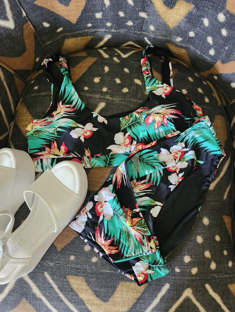 🌴New Boutique Tropical Birds of Paradise High-Waisted Bikini Set - Size XL - Picture 3 of 5